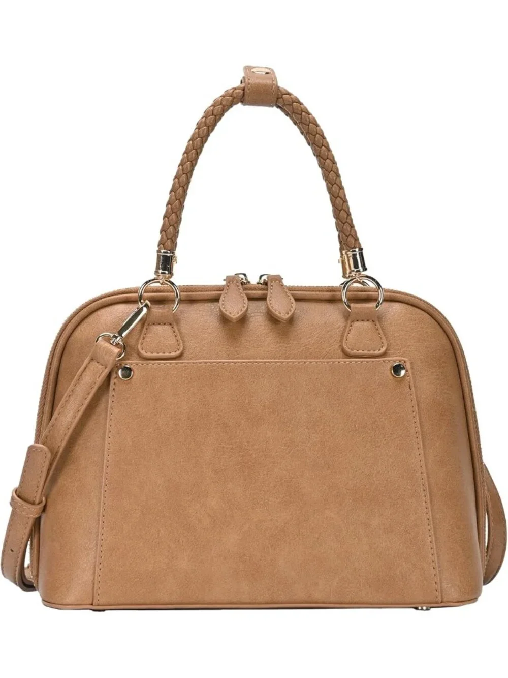 Stylish Vegan Leather Satchel Handbag for Women | Canvas & Straw Purse with